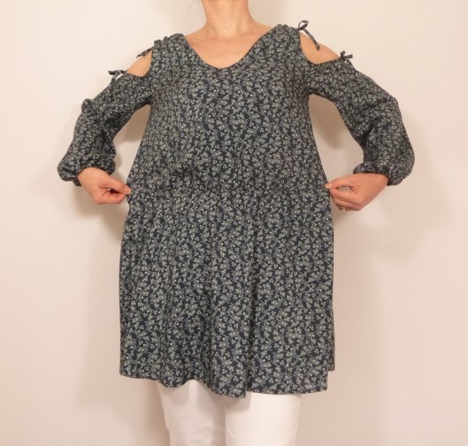 Haut Tunique INC Beige - Taille L, épaules Dénudées, Manches 3/4, Neuf